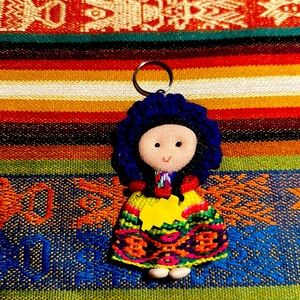 Collectible miniature doll handmade key chain blue chi chi shoes darling textile